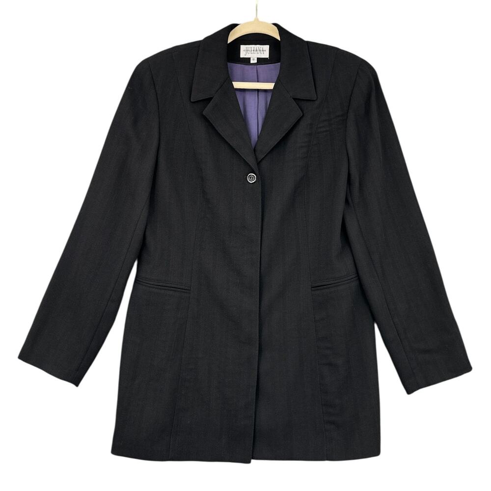 Juliana Collezione Vintage Black Single Button Notched Lapel Blazer‎ Wool Size 8